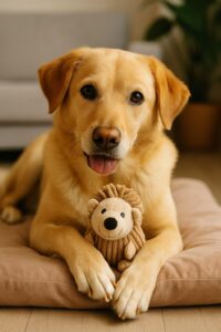 پانسیون حیوانات در نیرو هوایی - سگ لابرادور با اسباب‌بازی در محیط آرام