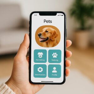 اپلیکیشن پتسی روی گوشی موبایل برای رزرو آنلاین پانسیون حیوانات خانگی در آجودانیه