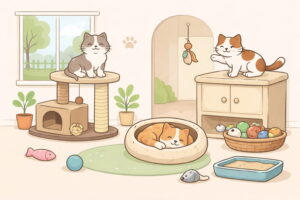 اتاق اختصاصی نگهداری گربه با فضای آرام و بهداشتی