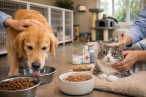 خدمات پانسیون حیوانات خانگی شامل تغذیه، مراقبت و رسیدگی روزانه