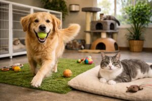 پانسیون سگ و گربه در قلعه مرغی با فضای بازی و استراحت